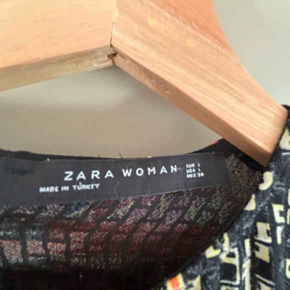 Zara women’s sheer abstract long sleeve midi dress in large - Picture 3 of 7